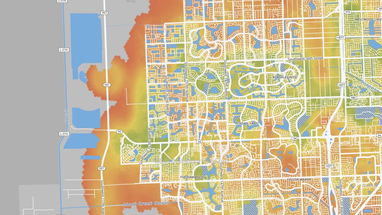 Bike Grade map of 33193, FL