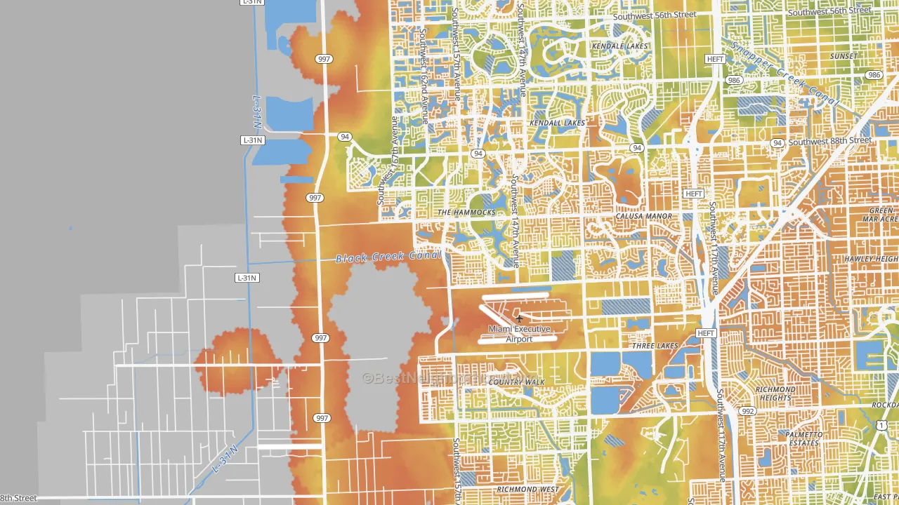 Bike Grade map of 33196, FL