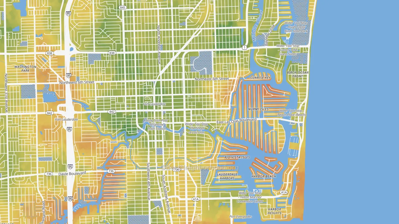 Bike Grade map of 33301, FL
