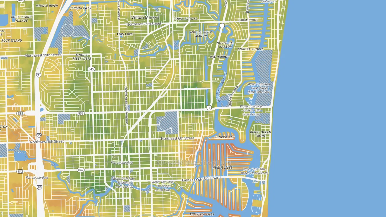 Bike Grade map of 33304, FL