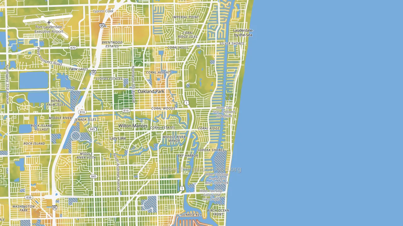 Bike Grade map of 33306, FL