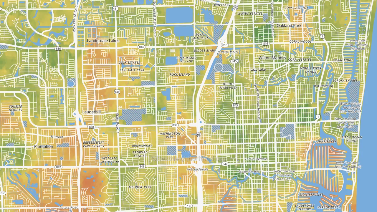 Bike Grade map of 33311, FL