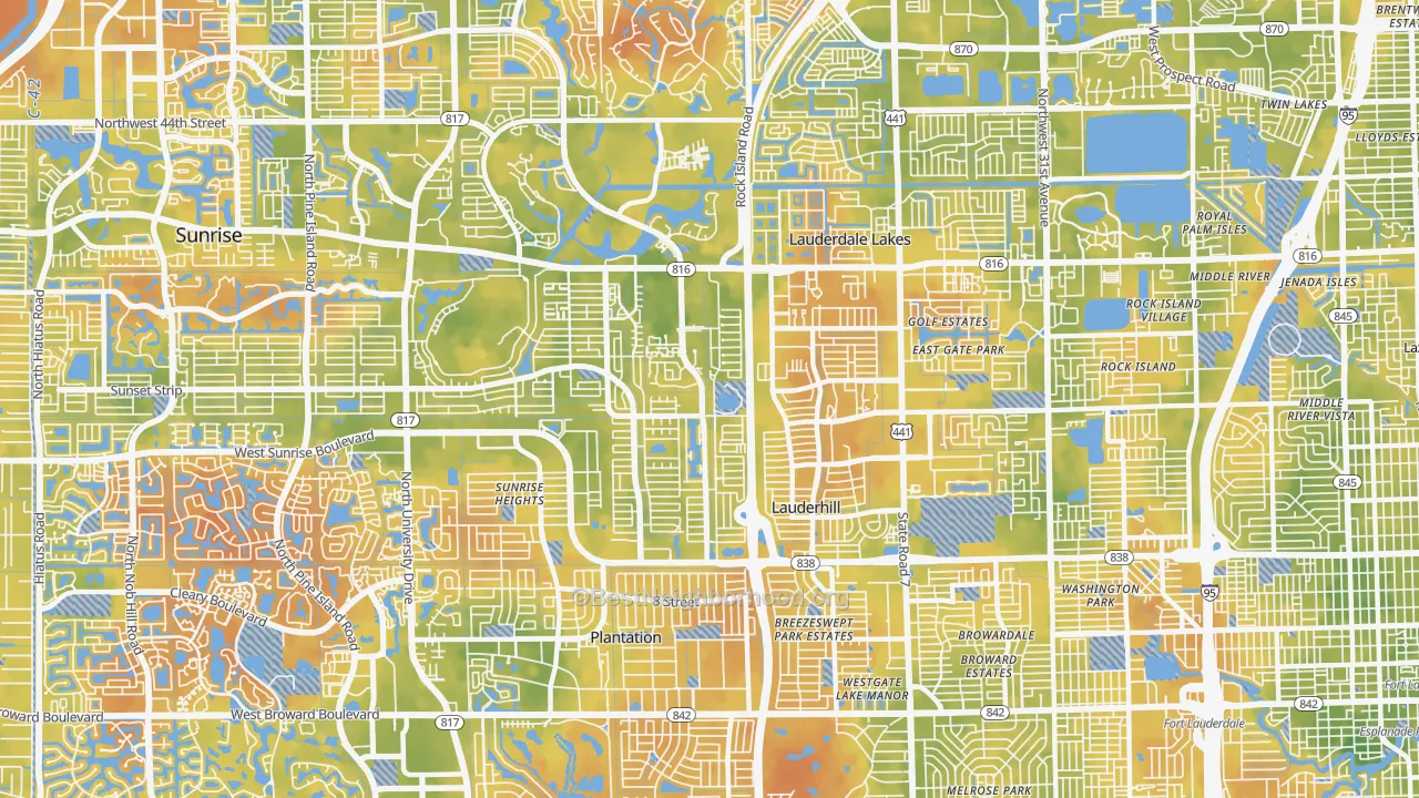 Bike Grade map of 33313, FL