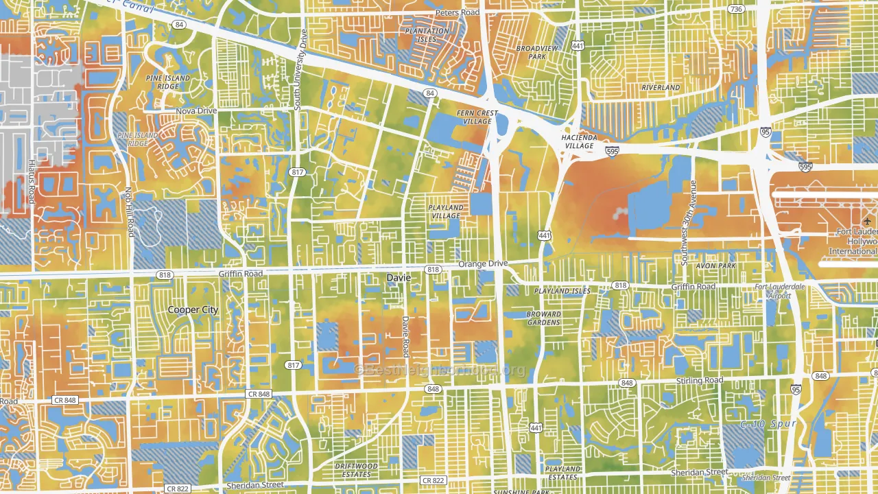 Bike Grade map of 33314, FL