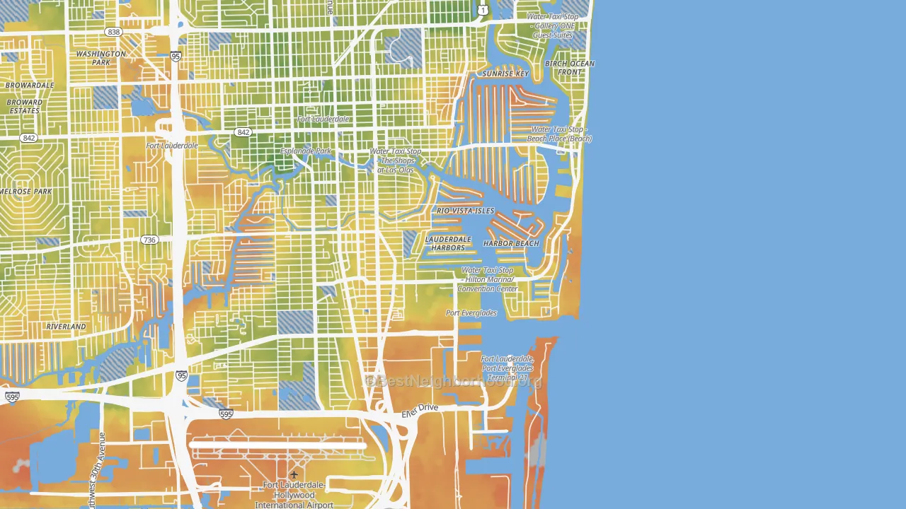 Bike Grade map of 33316, FL