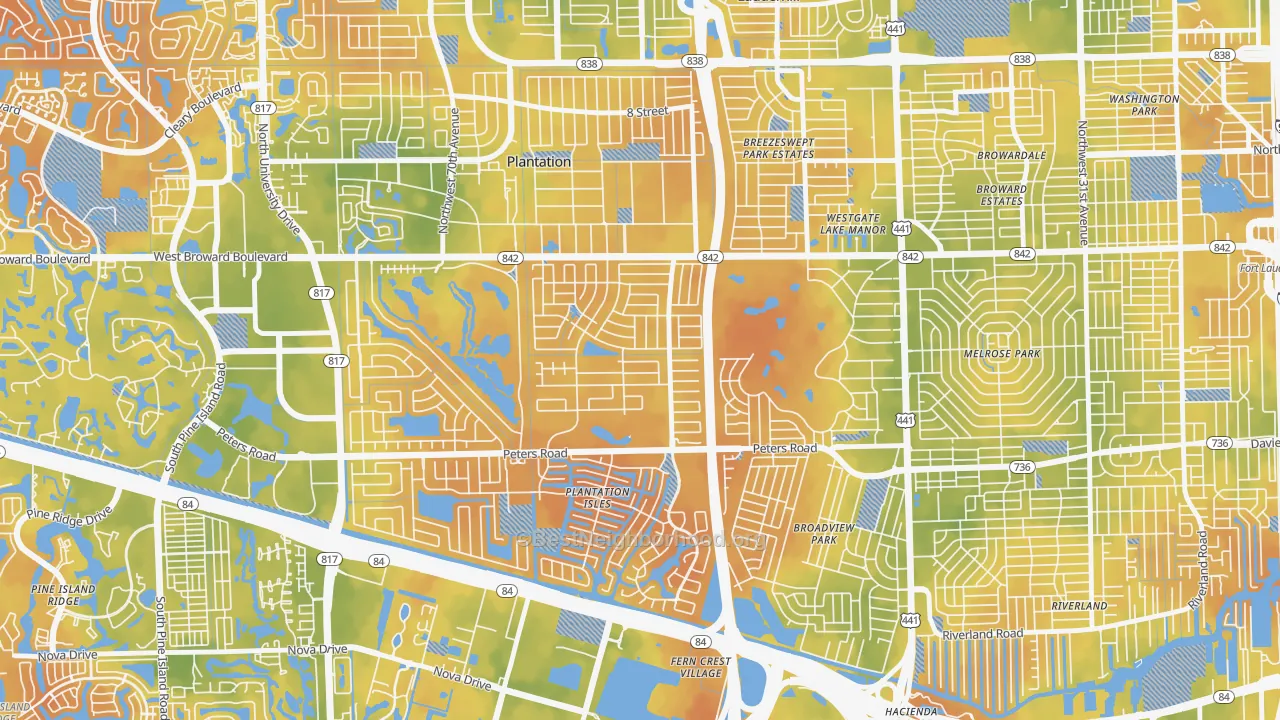 Bike Grade map of 33317, FL