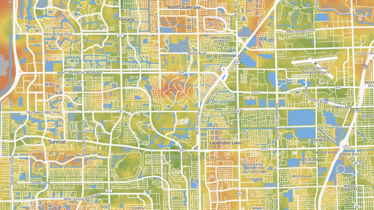 Bike Grade map of 33319, FL