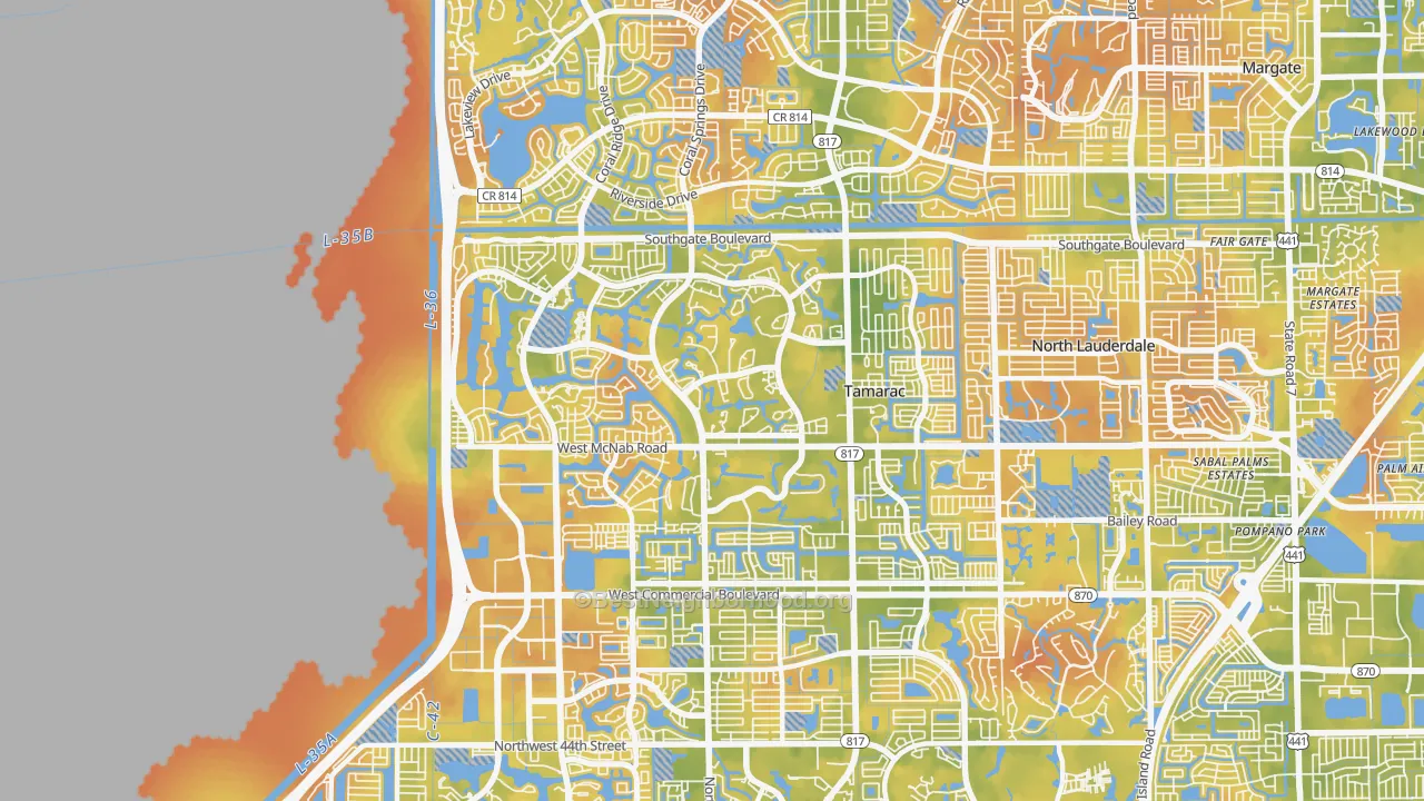Bike Grade map of 33321, FL