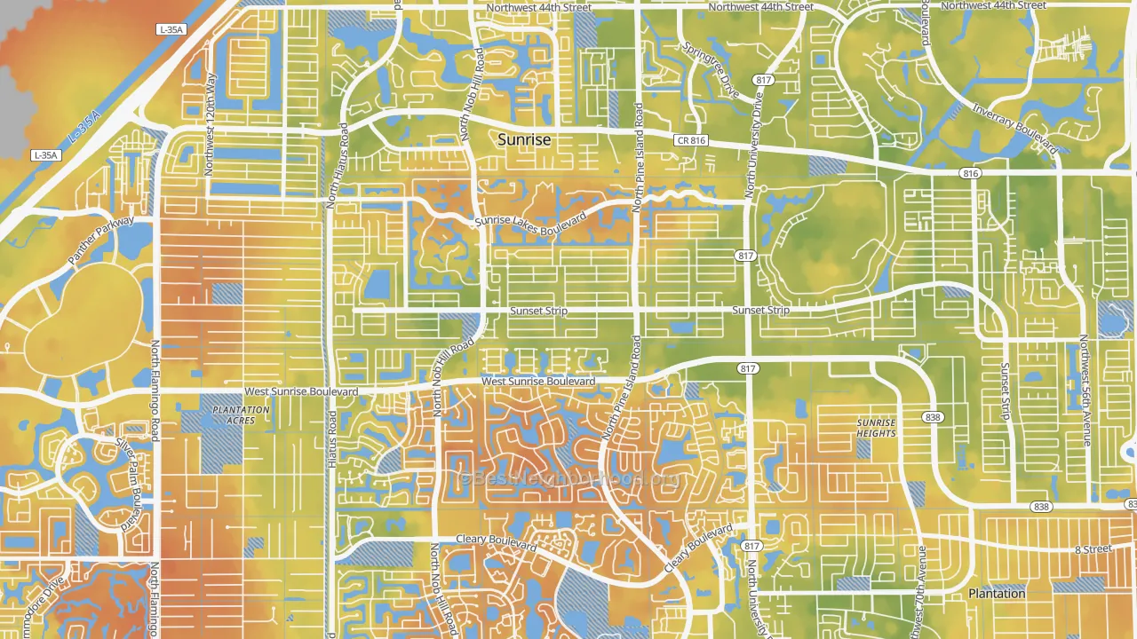 Bike Grade map of 33322, FL