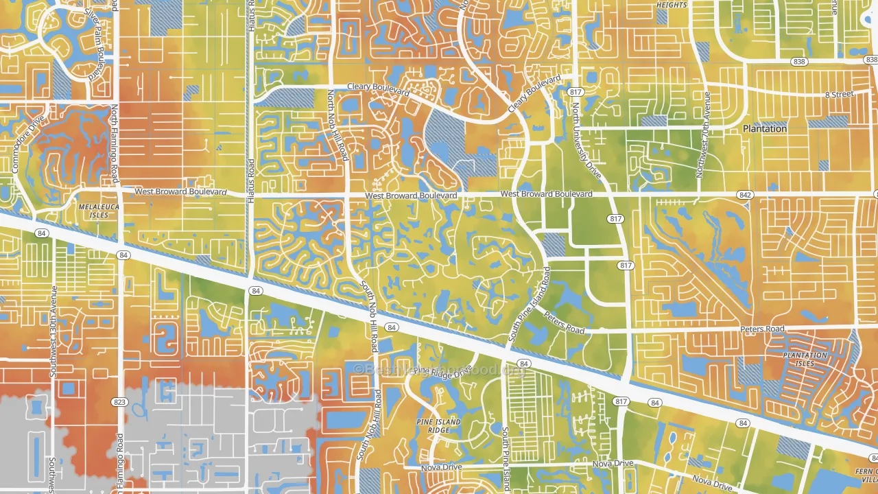 Bike Grade map of 33324, FL