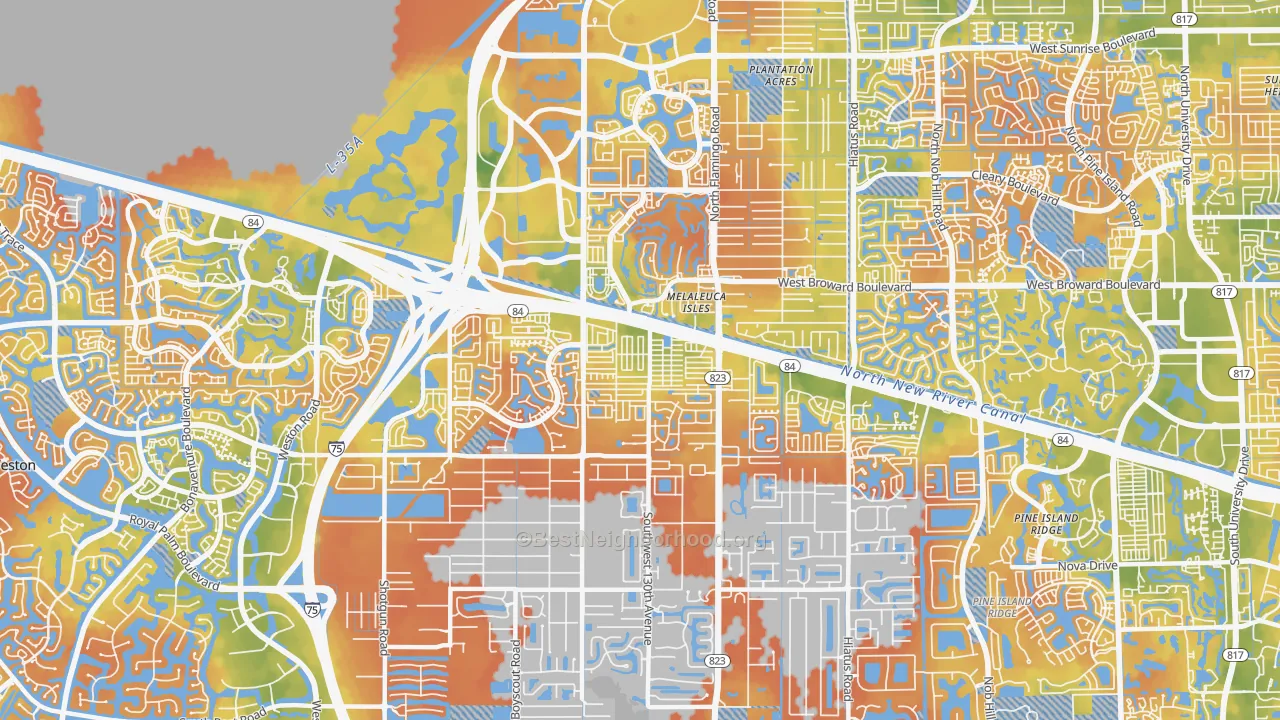 Bike Grade map of 33325, FL