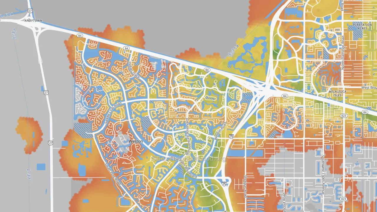 Bike Grade map of 33326, FL