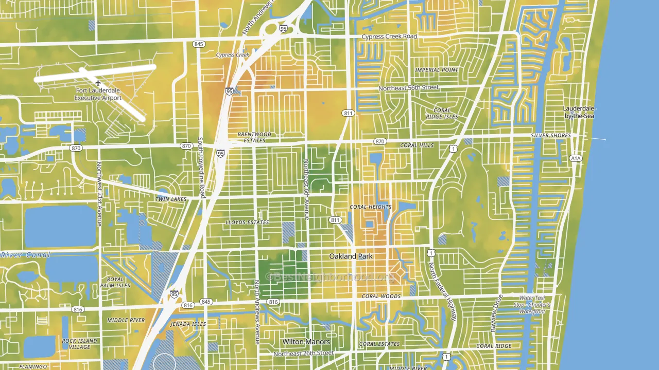 Bike Grade map of 33334, FL