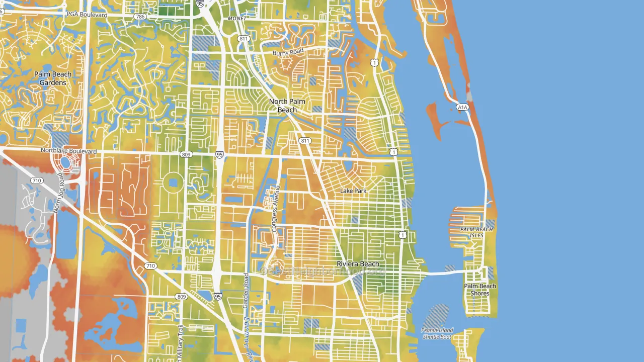 Bike Grade map of 33403, FL