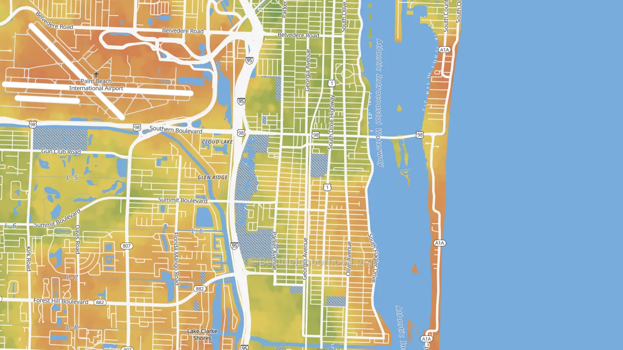 Bike Grade map of 33405, FL