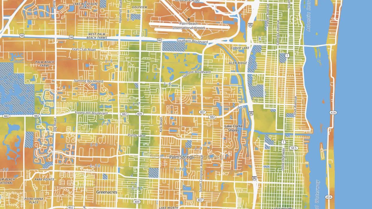 Bike Grade map of 33406, FL