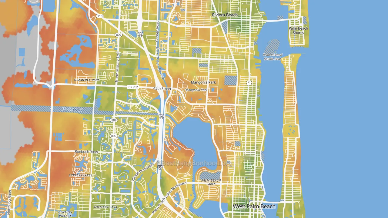 Bike Grade map of 33407, FL