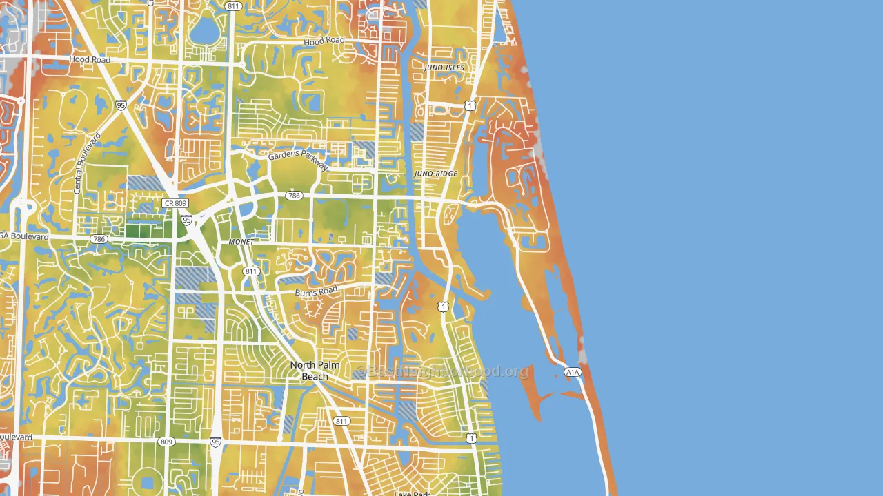 Bike Grade map of 33408, FL