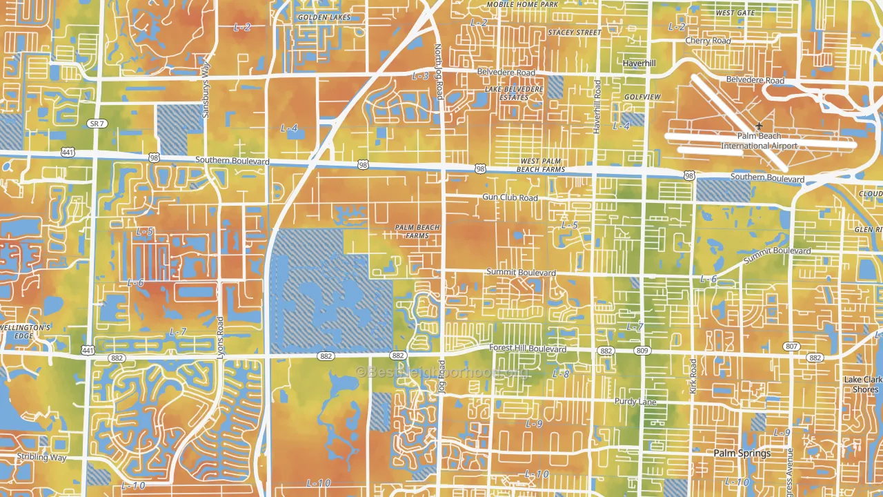 Bike Grade map of 33413, FL