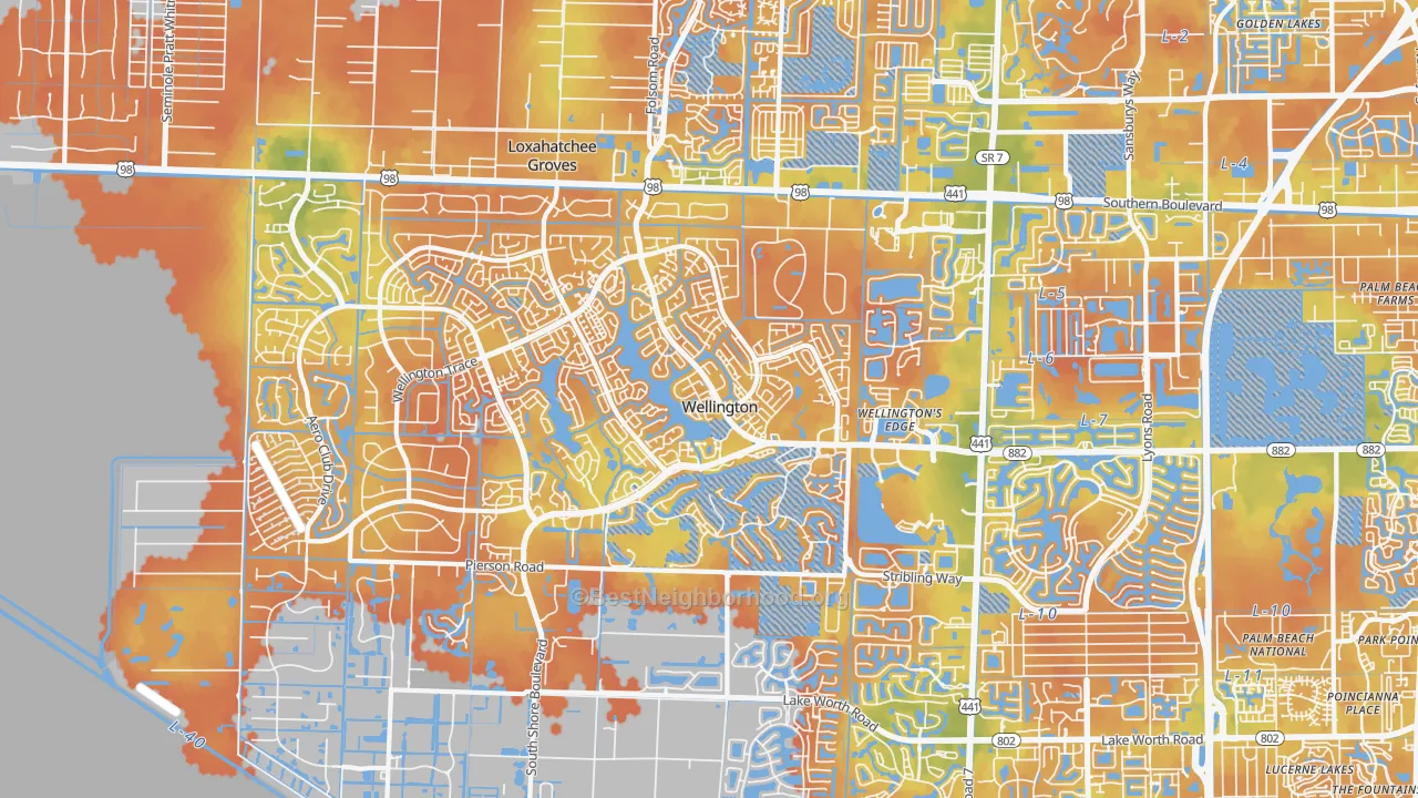 Bike Grade map of 33414, FL
