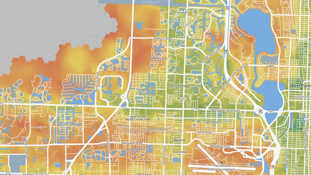 Bike Grade map of 33417, FL