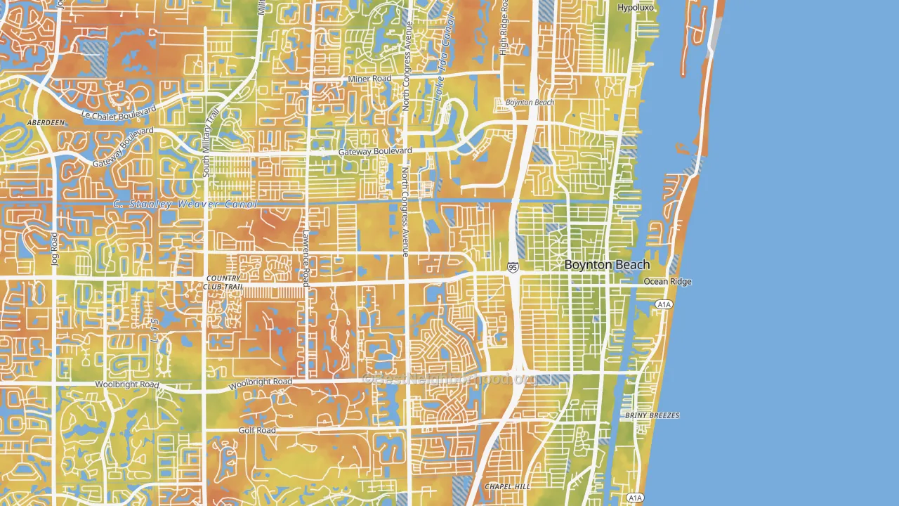 Bike Grade map of 33426, FL