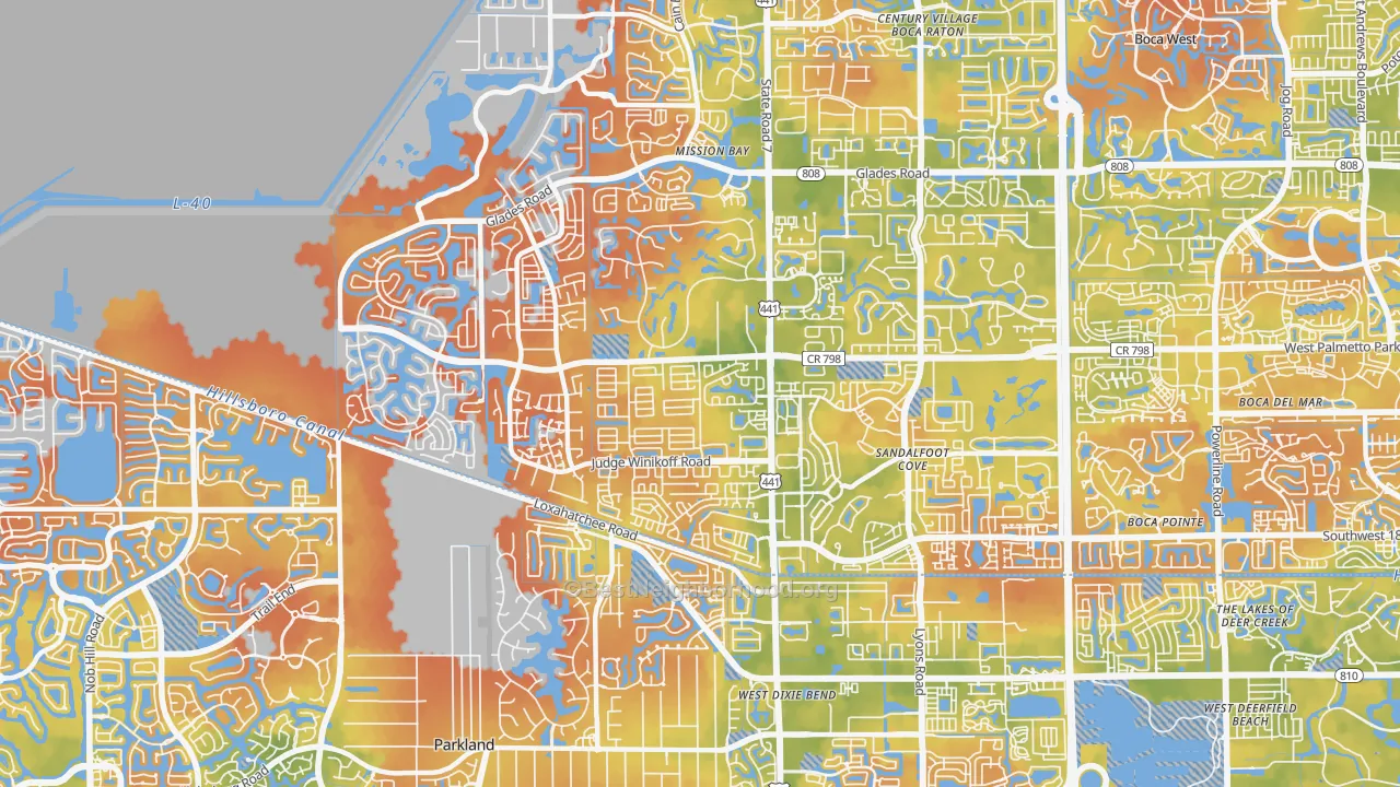 Bike Grade map of 33428, FL