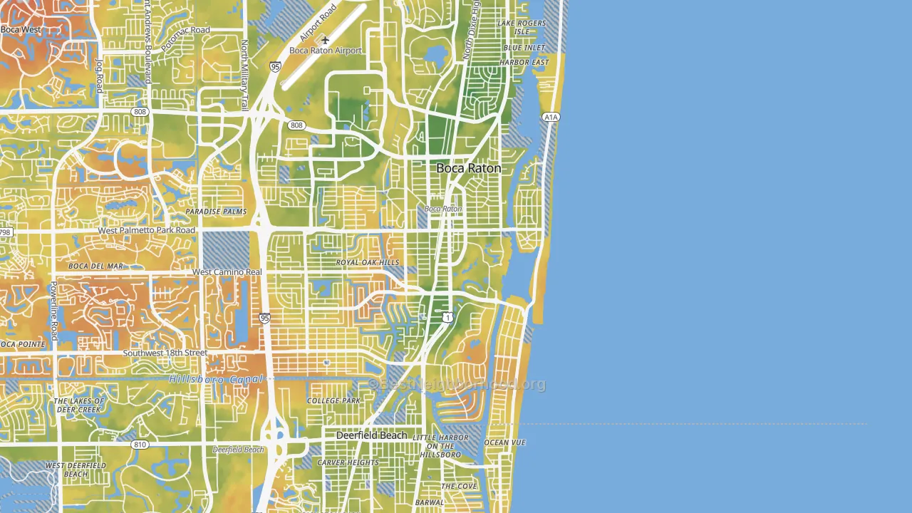 Bike Grade map of 33432, FL