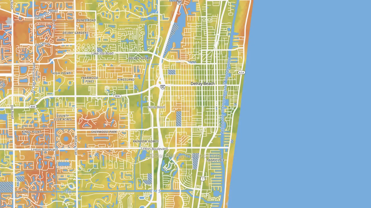 Bike Grade map of 33444, FL