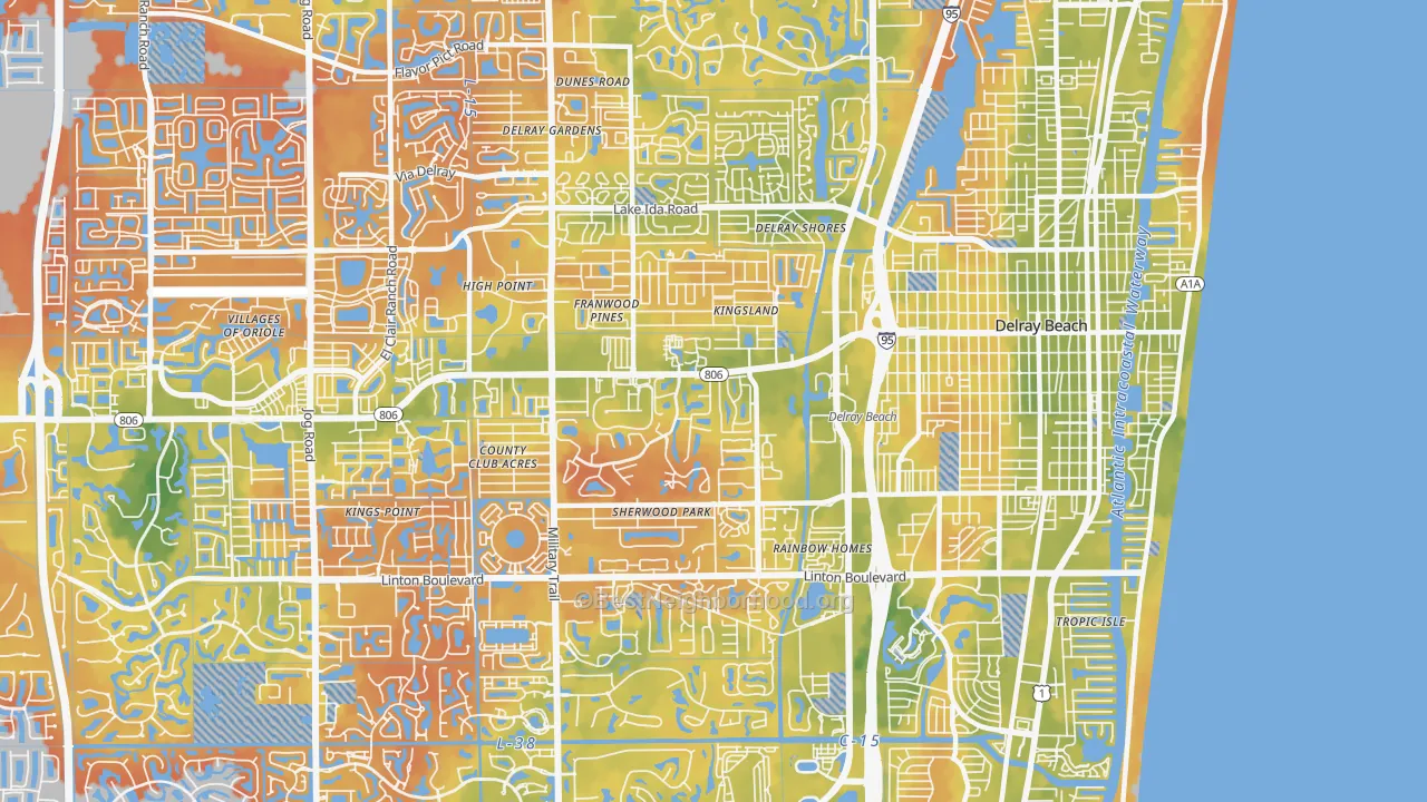 Bike Grade map of 33445, FL