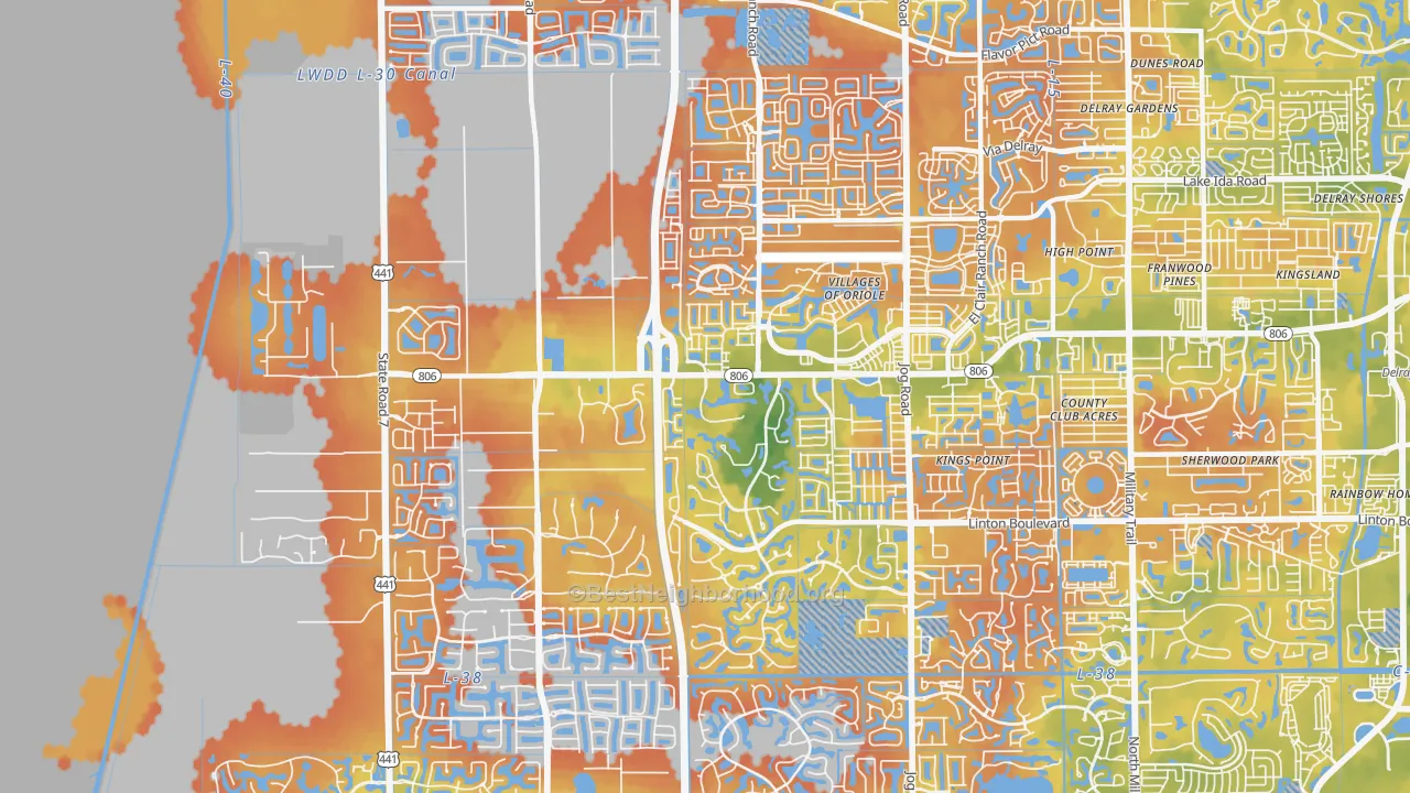 Bike Grade map of 33446, FL