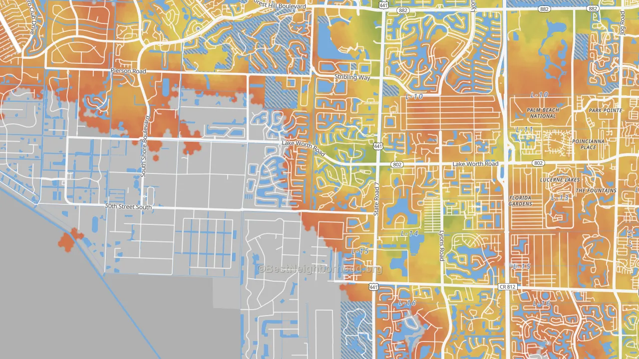Bike Grade map of 33449, FL