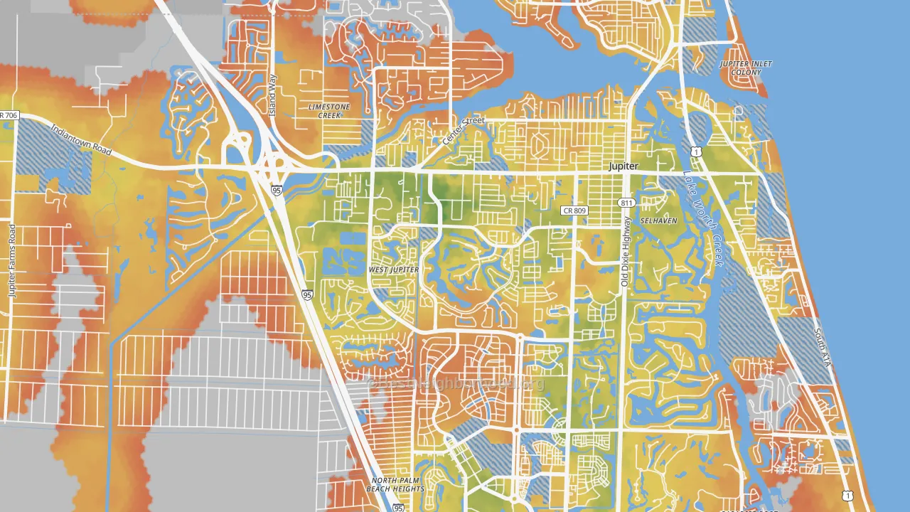 Bike Grade map of 33458, FL