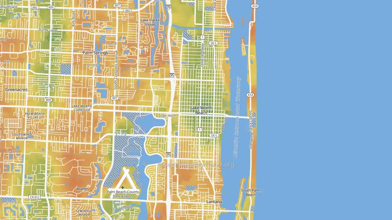 Bike Grade map of 33460, FL