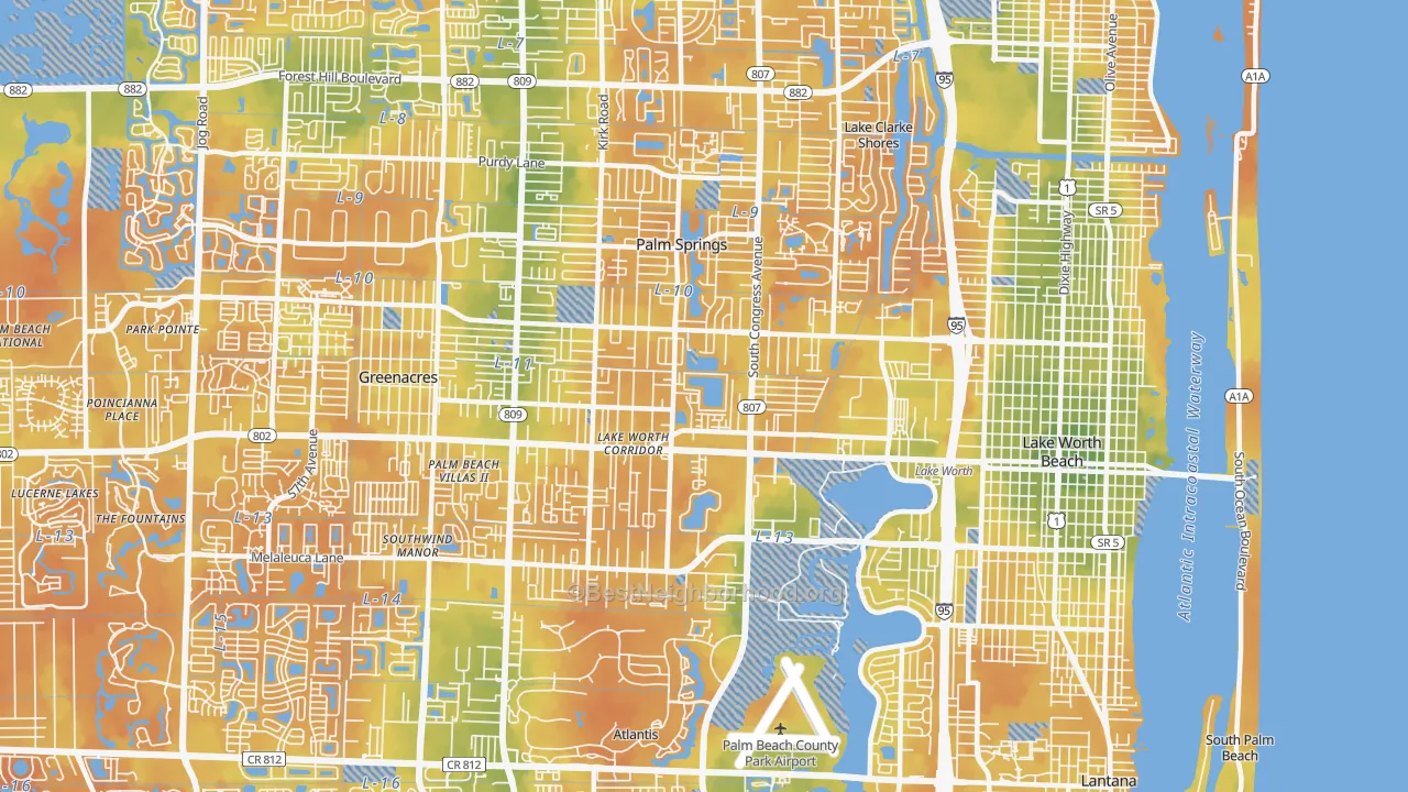 Bike Grade map of 33461, FL