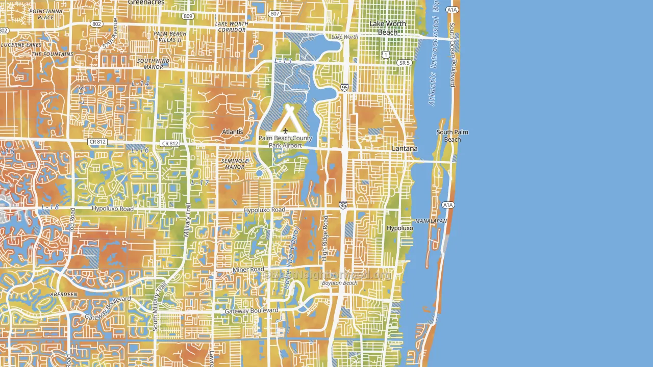 Bike Grade map of 33462, FL