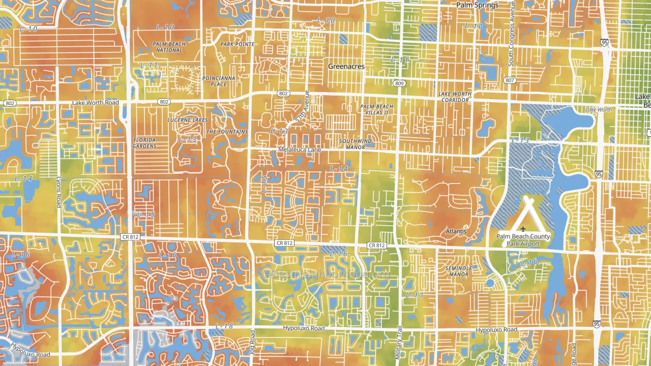 Bike Grade map of 33463, FL
