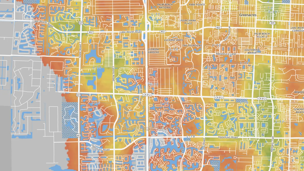 Bike Grade map of 33467, FL