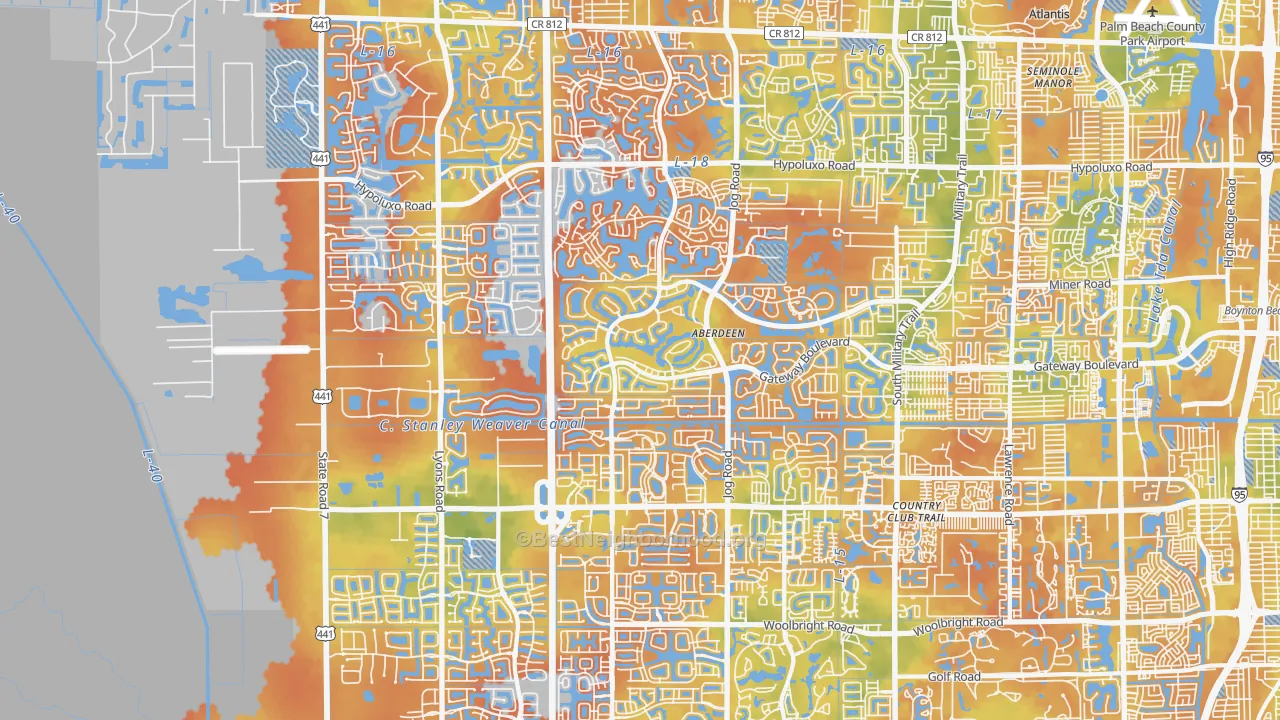 Bike Grade map of 33472, FL