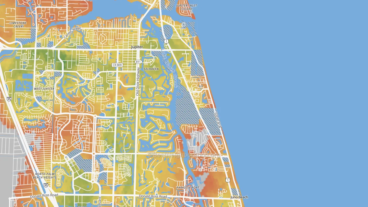 Bike Grade map of 33477, FL
