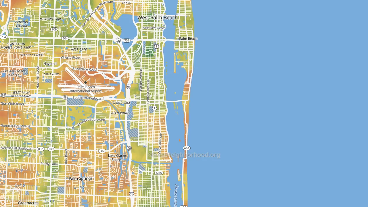 Bike Grade map of 33480, FL