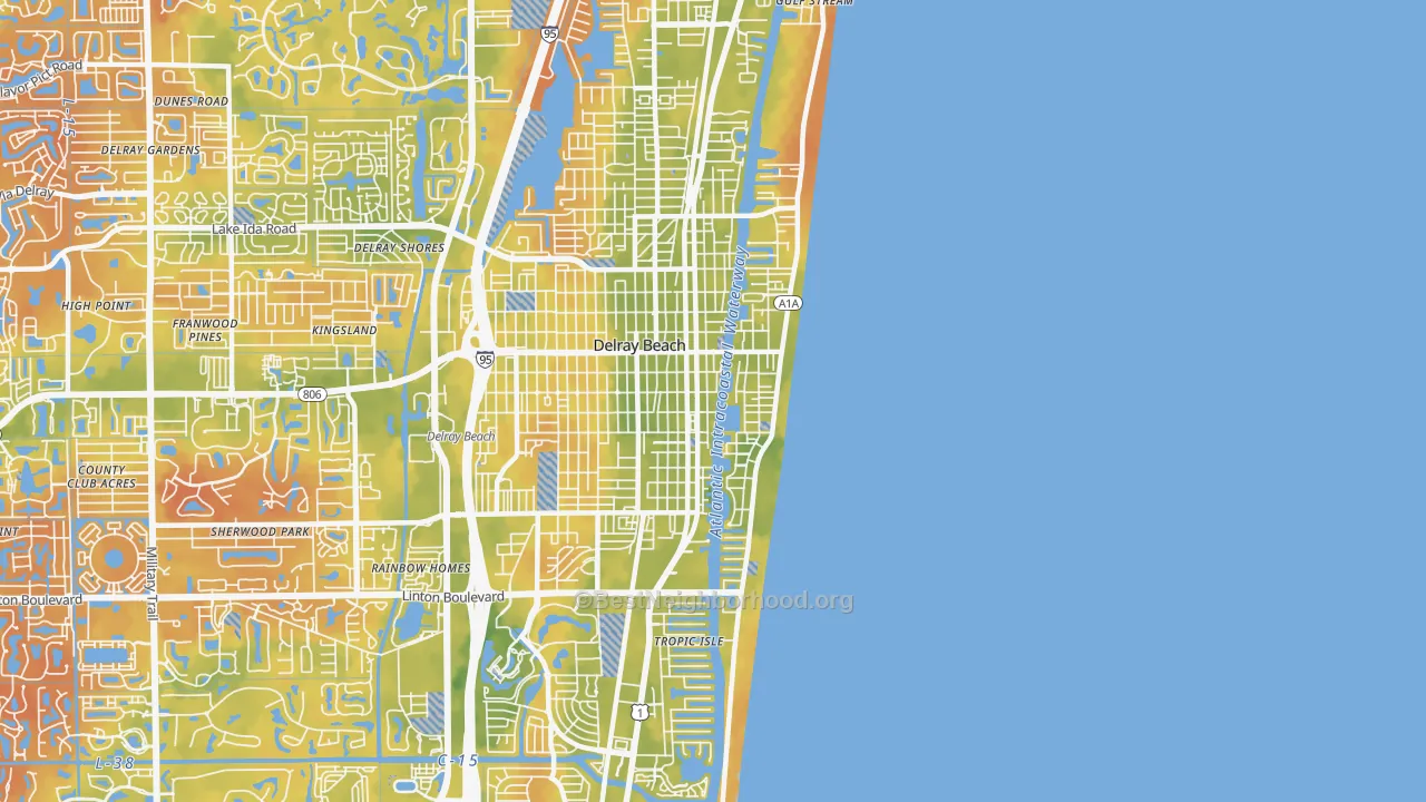 Bike Grade map of 33483, FL