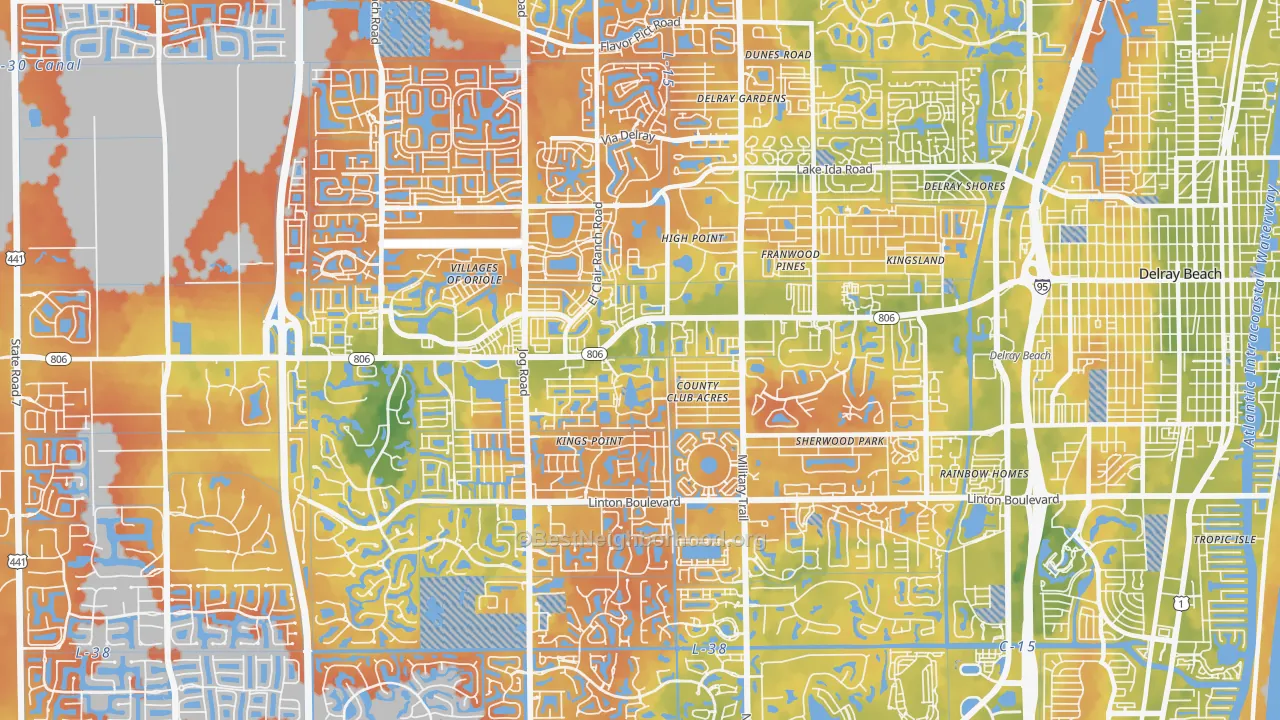 Bike Grade map of 33484, FL