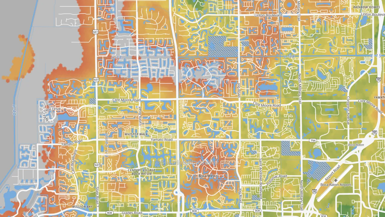 Bike Grade map of 33496, FL