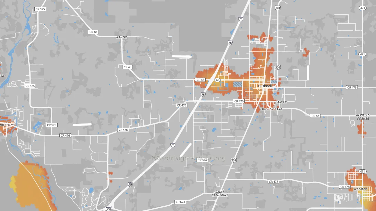 Bike Grade map of 33513, FL