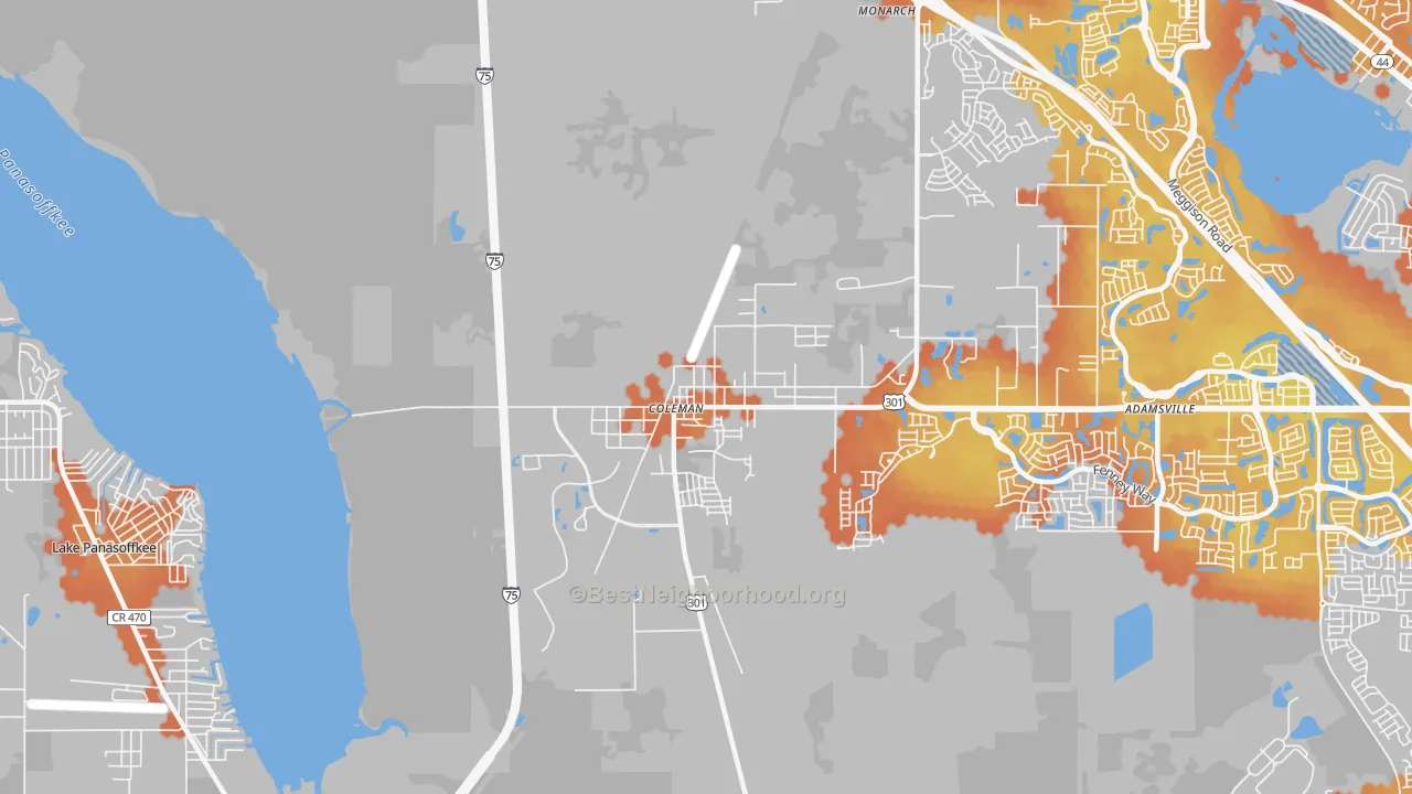 Bike Grade map of 33521, FL