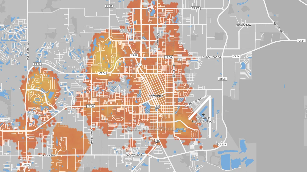 Bike Grade map of 33542, FL