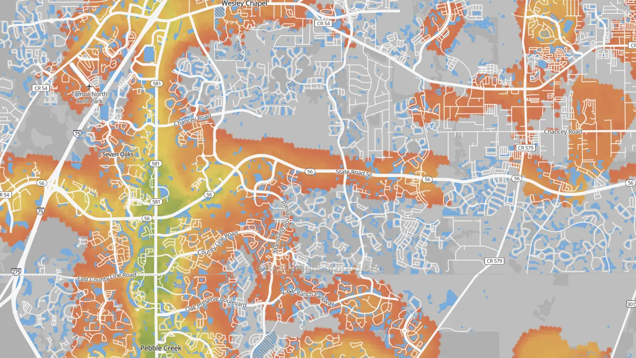 Bike Grade map of 33543, FL