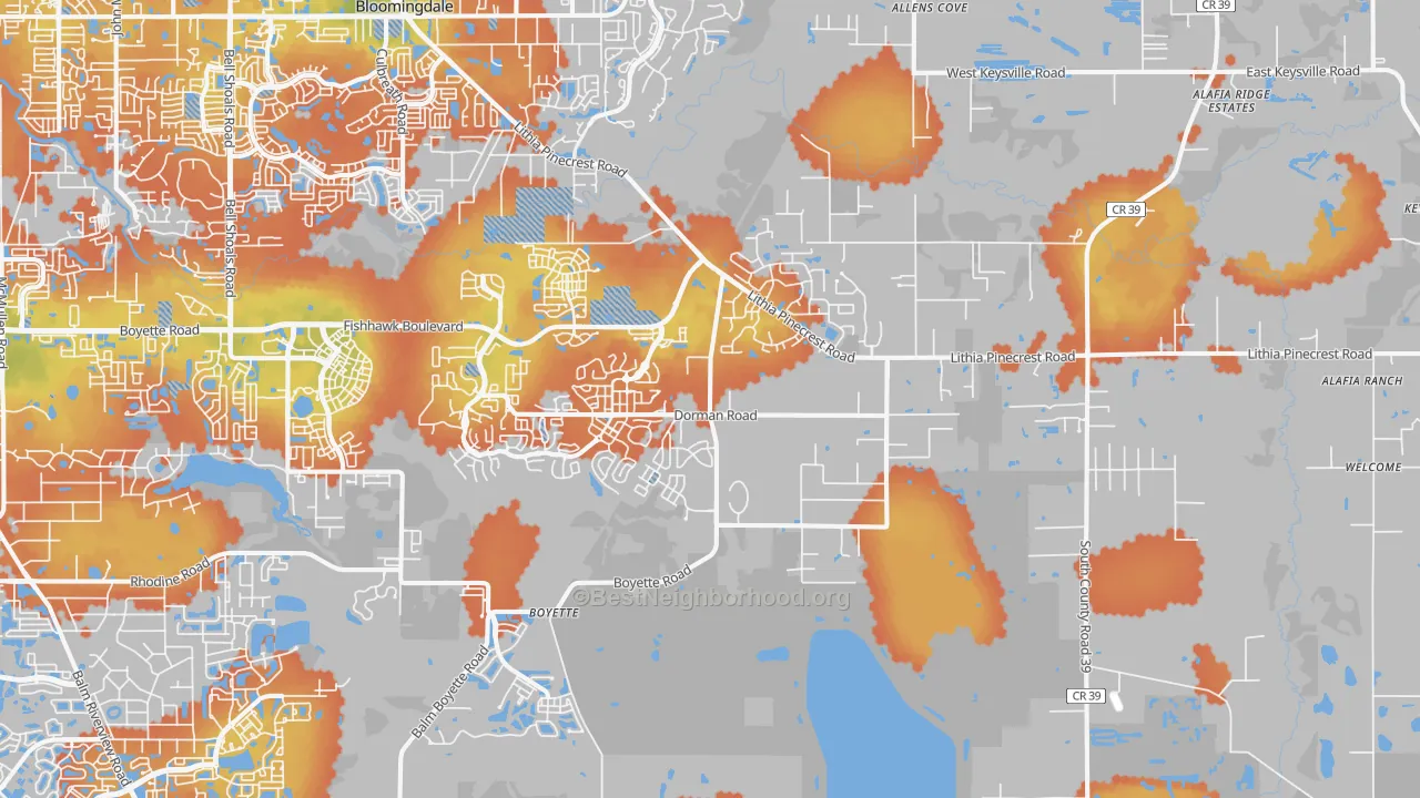 Bike Grade map of 33547, FL