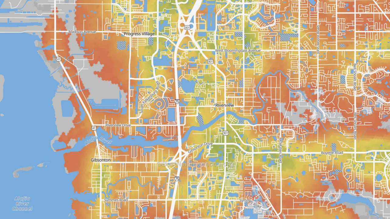 Bike Grade map of 33578, FL